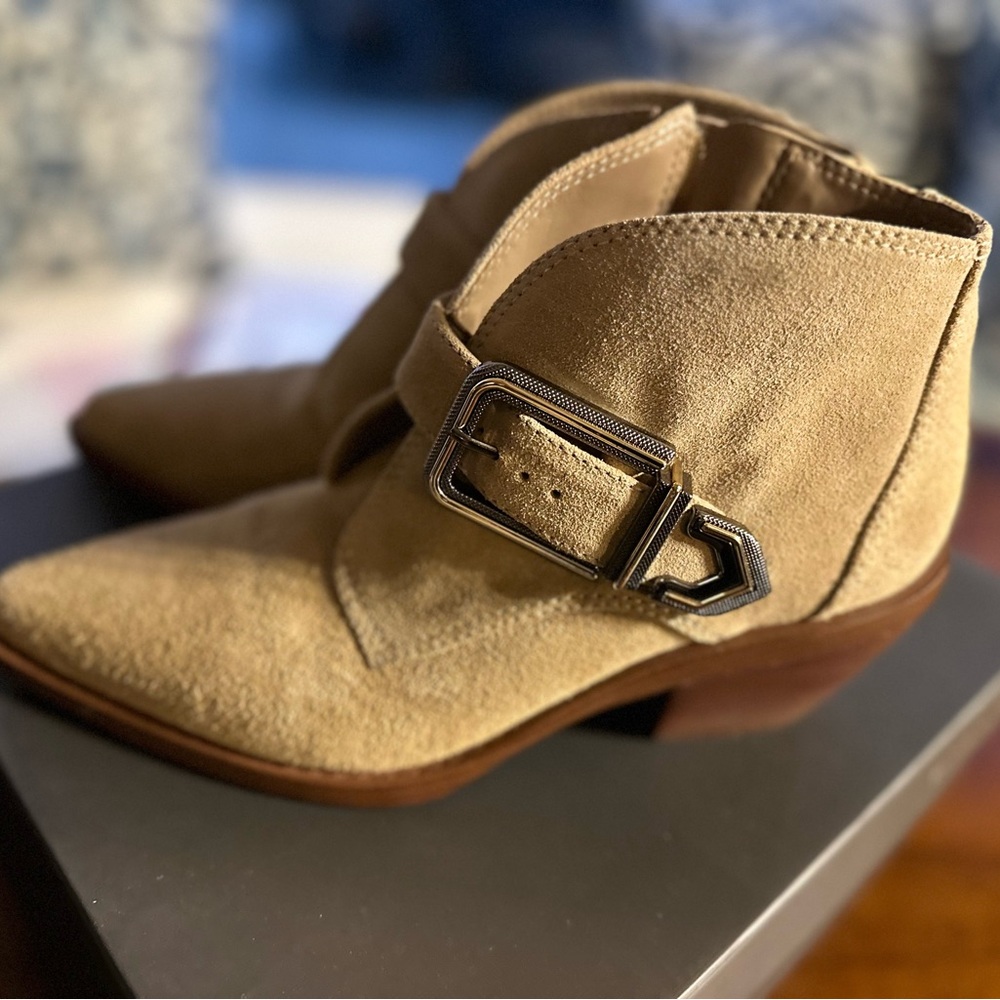 Tan Ankle Boots with Buckle Detail